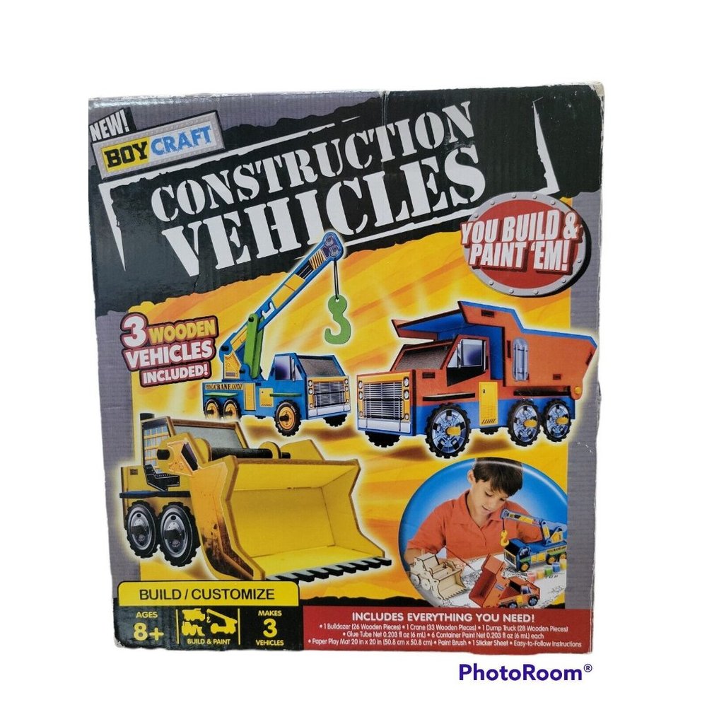 Construction Vehicles, Boycraft, Build 3 Wooden Trucks! Never Used